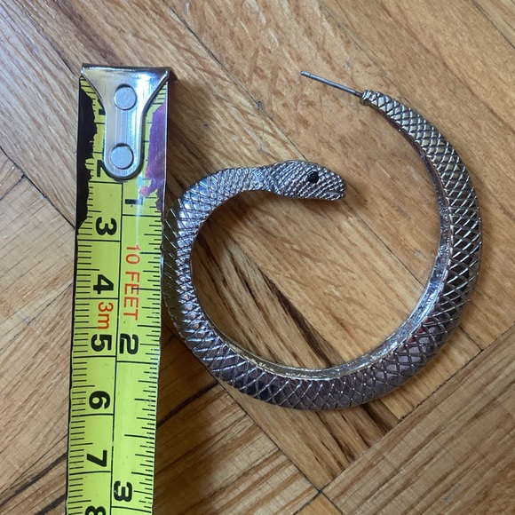 Chunky large Spiral Snake Hoop Earrings, silver tone - Picture 11 of 13